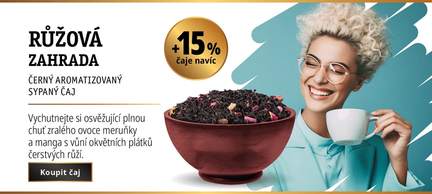 RŮŽOVÁ ZAHRADA ČERNÝ AROMATIZOVANÝ  ČAJ +15% ČAJE NAVÍC