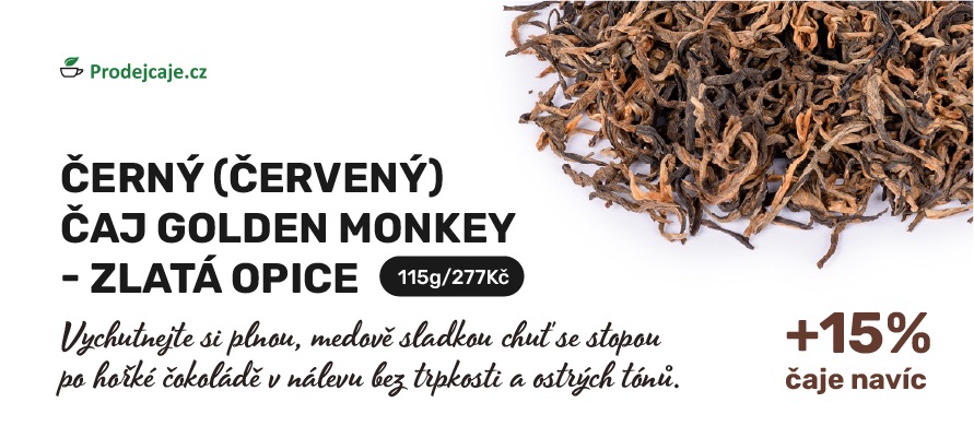 AKCE KVĚTEN 2023 ČERNÝ ČAJ GOLDEN MONKEY +15% ČAJE NAVÍC